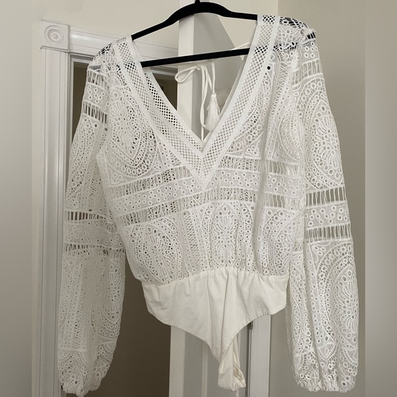 White long sleeve leotard- never worn - Picture 2 of 2